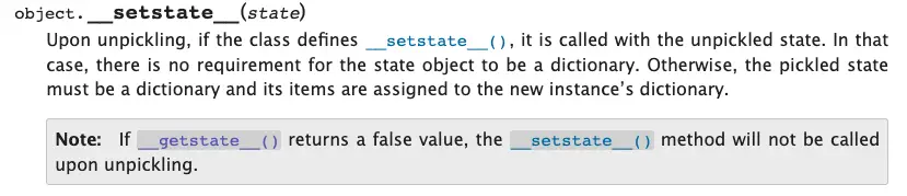 Python Pickle __setstate__
