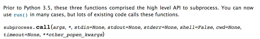 Команда оболочки в Python - subprocess.call