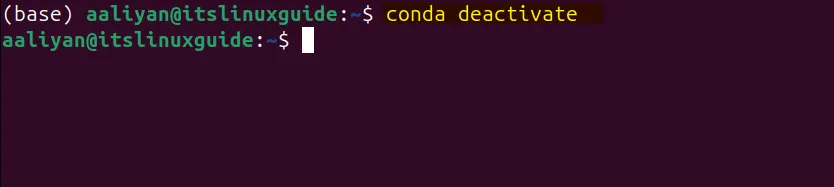 Деактивация виртуальной среды anaconda