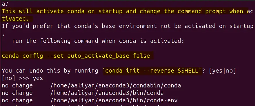 Деактивация оболочки Anaconda после ее установки в Ubuntu